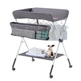 Baby Change Table with Storage and Wheels, Dark Grey - view 1