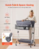 Baby Change Table with Storage and Wheels, Dark Grey - view 3