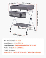 Baby Change Table with Storage and Wheels, Dark Grey - view 7