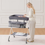 Baby Change Table with Storage and Wheels, Dark Grey - view 8