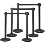 Six piece black plastic crowd control stanchion set