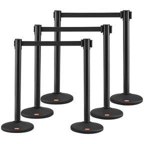 Six piece black plastic crowd control stanchion set