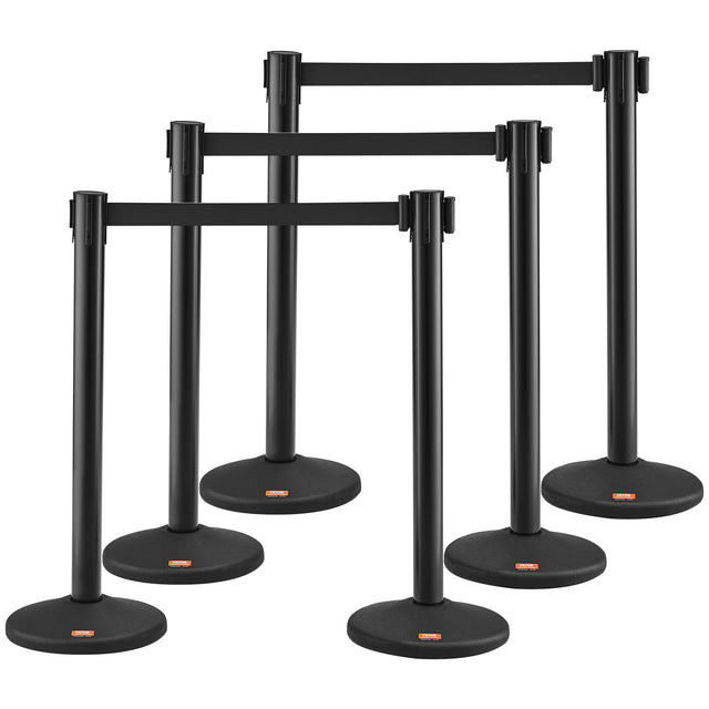 Six piece black plastic crowd control stanchion set