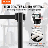 Black plastic stanchion post with retractable belt