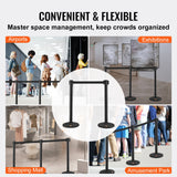 Black plastic stanchions forming a barrier