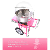 Sugar spoon scooping floss sugar into the spinning head of the machine
