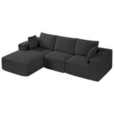 Portbou Black corduroy modular sofa in a modern living room