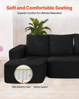Portbou 4 Seater Modular Sofa, Black