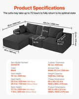 Portbou 4 Seater Modular Sofa, Black