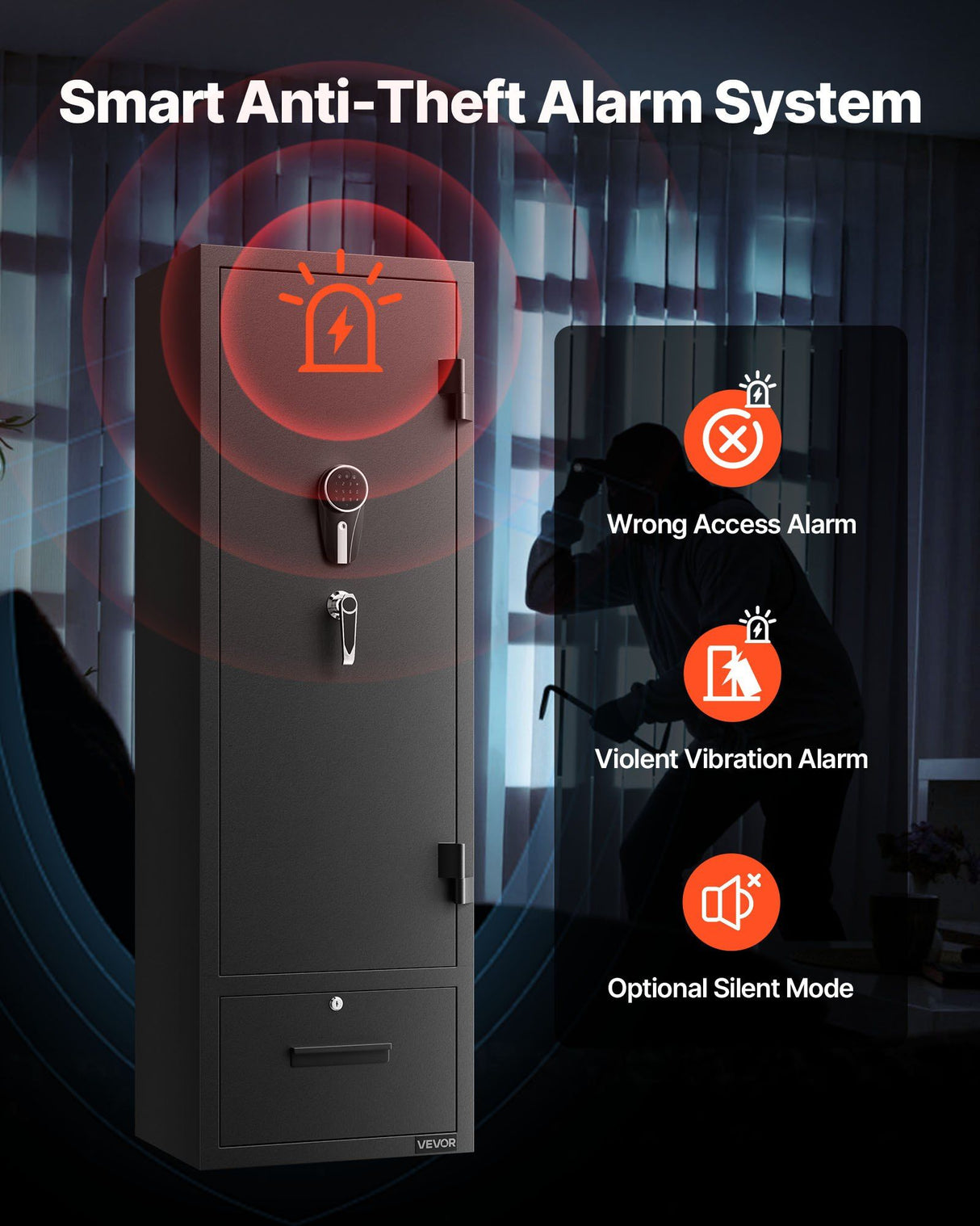 Bardolino Gun Safe, 4 Rifle Cabinet, Digital and Key Lock