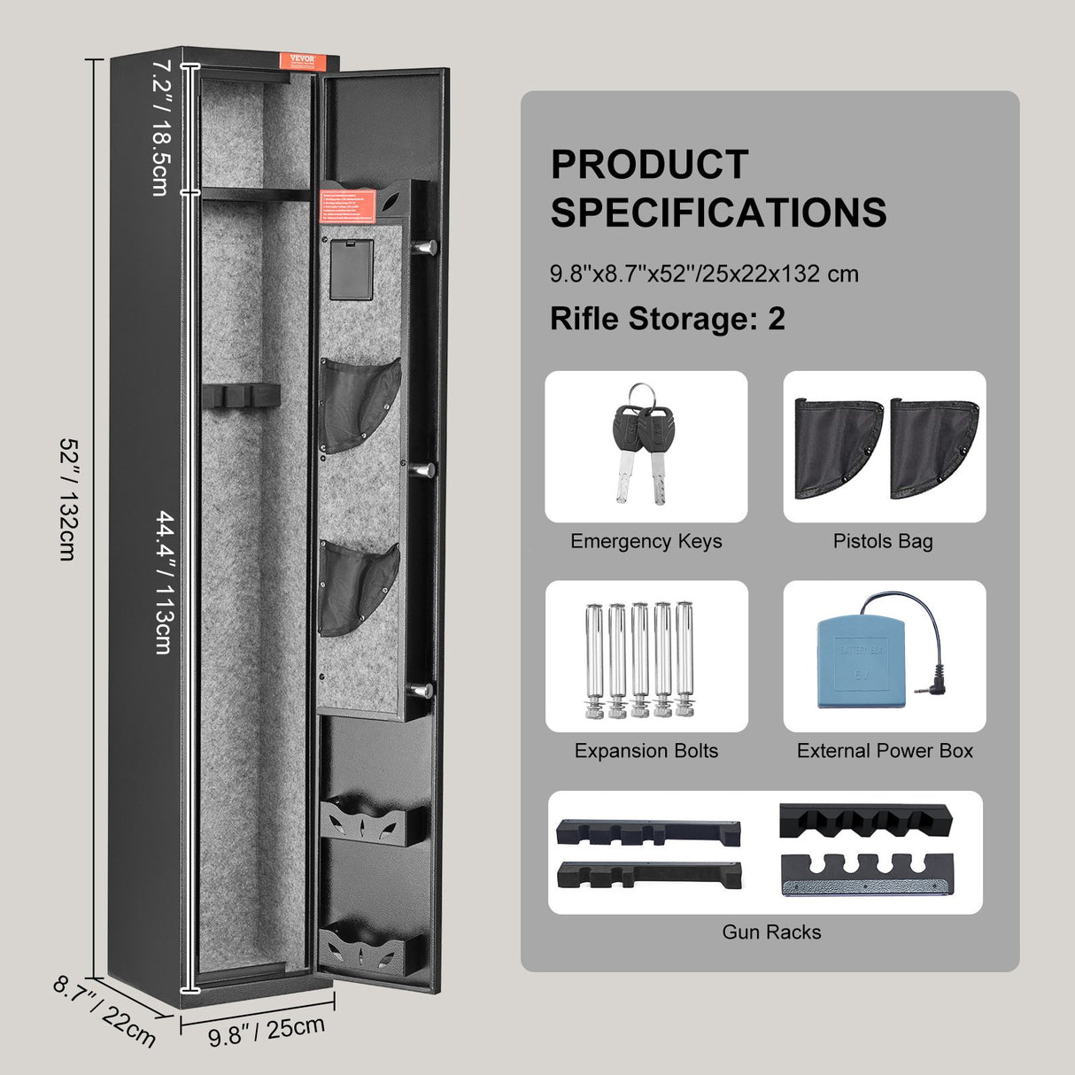 Schwaegalp Steel Gun Safe, 3 Rifle and 4 Pistol, Biometric