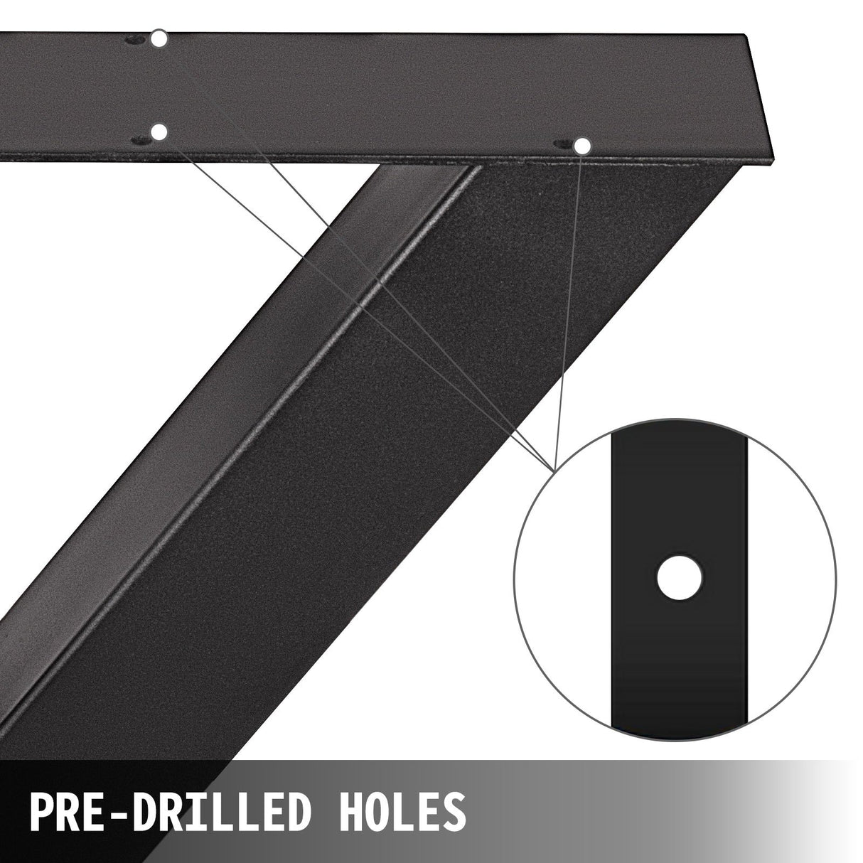 Black steel X frame heavy duty dining table legs set of two