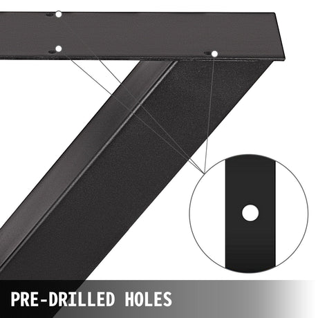 Black steel X frame heavy duty dining table legs set of two