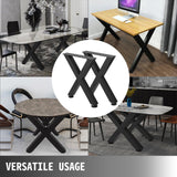 Black steel X frame heavy duty dining table legs set of two