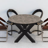 Black steel X frame heavy duty dining table legs set of two