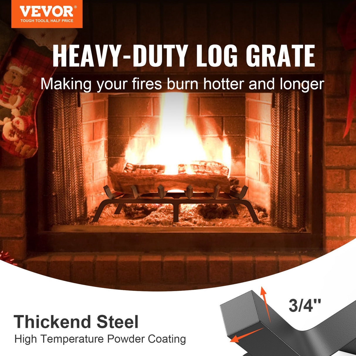 Goolwa Fireplace Log Grate, Heavy Duty Steel