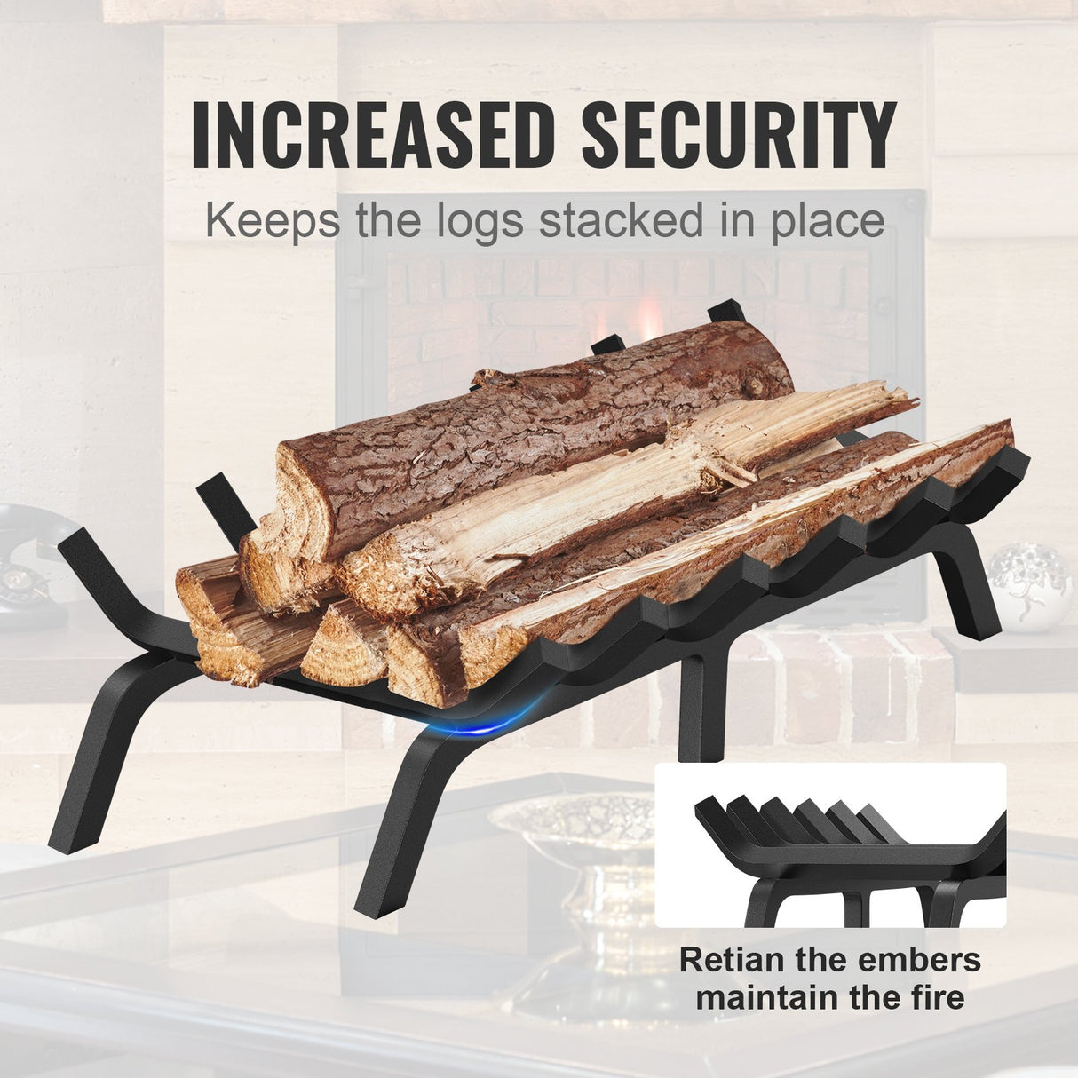 Goolwa Fireplace Log Grate, Heavy Duty Steel