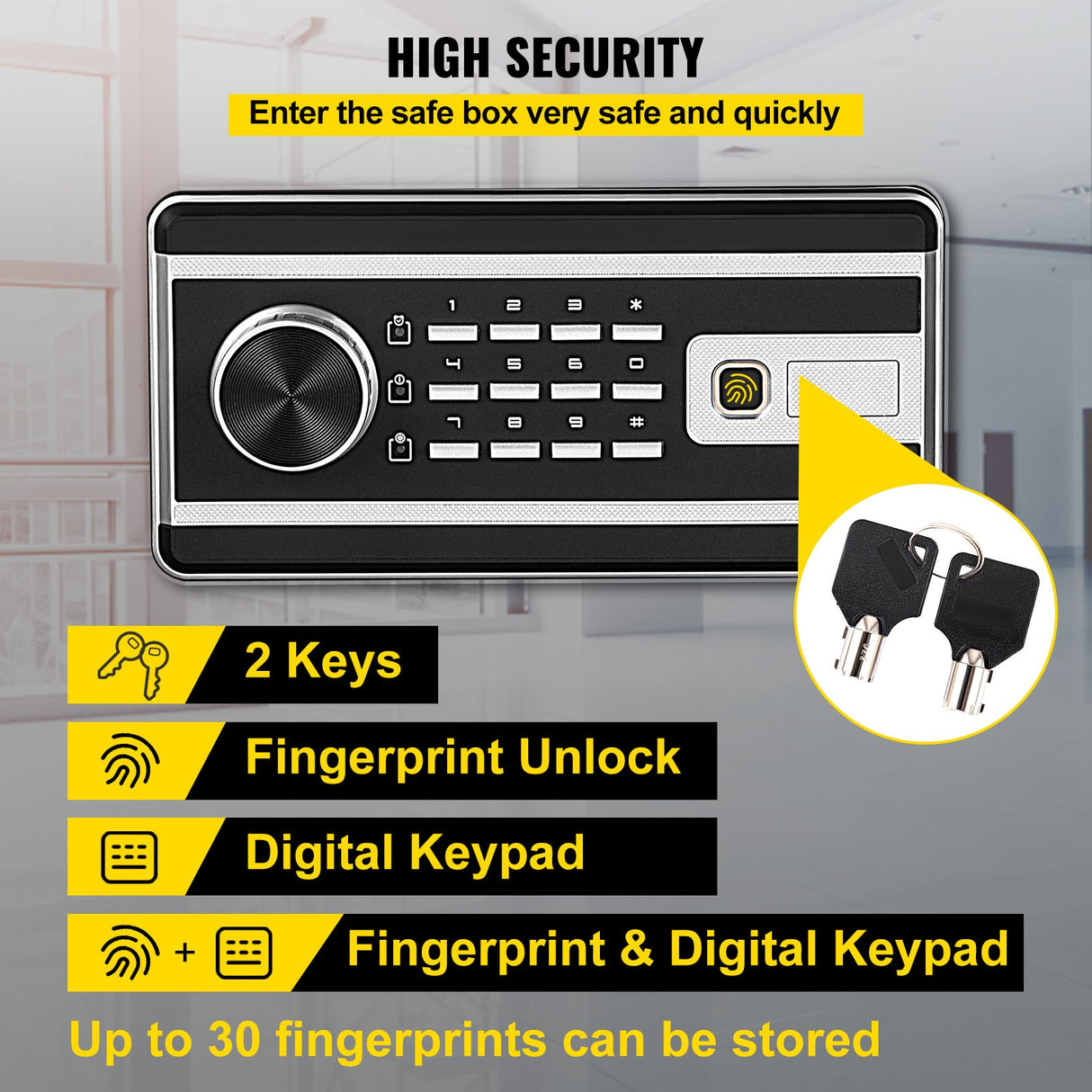 Competa Fingerprint Security Safe, 1.7 cu.ft, Digital and Key Lock