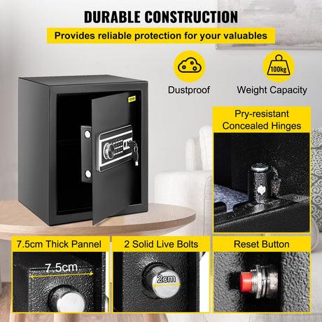 Competa Fingerprint Security Safe, 1.7 cu.ft, Digital and Key Lock