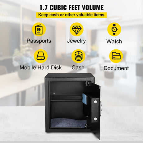 Competa Fingerprint Security Safe, 1.7 cu.ft, Digital and Key Lock
