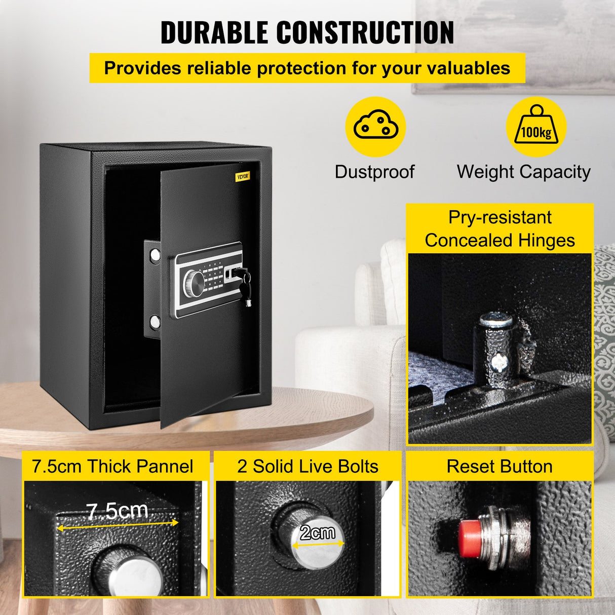 Competa Fingerprint Security Safe, 2.1 cu.ft, Digital and Key Lock