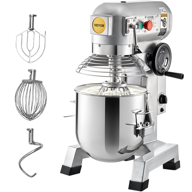 Commercial stand mixer with 9.5 litre stainless steel bowl and safety shield