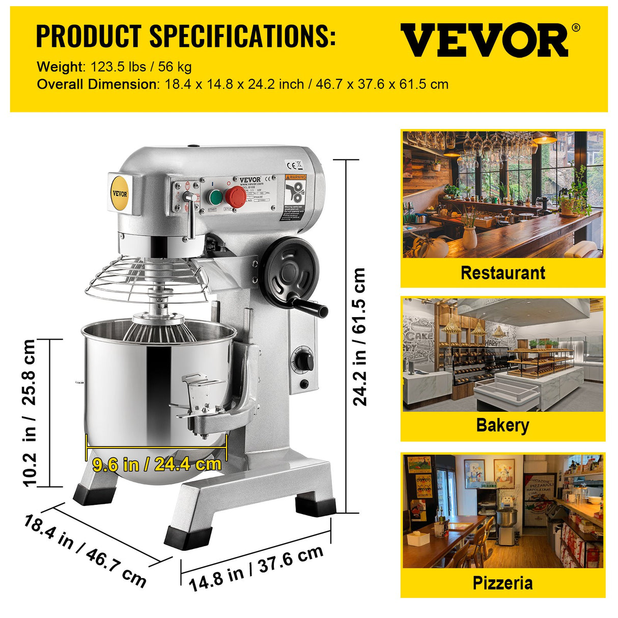 Turning wheel that raises and lowers the bowl on the commercial stand mixer
