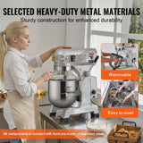 Dough hook, flat beater and wire whisk attachments supplied with the mixer