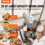 Front view of the 1100 W commercial stand mixer with three speed selector