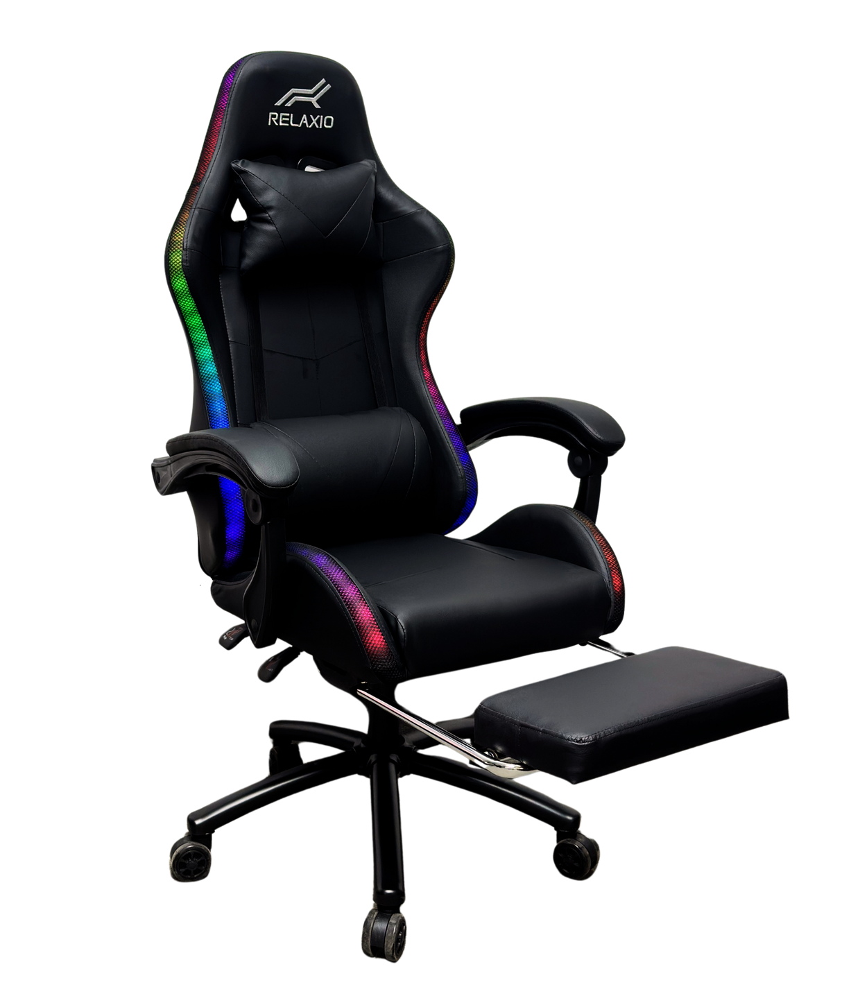 Ergonomic Gaming Chair with LED Lights and Footrest — Pink White, Blue or Black — Allure Home Collections