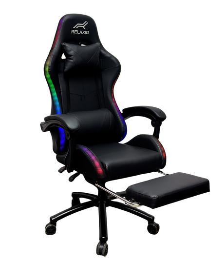 Ergonomic Gaming Chair with LED Lights and Footrest — Pink White, Blue or Black — Allure Home Collections