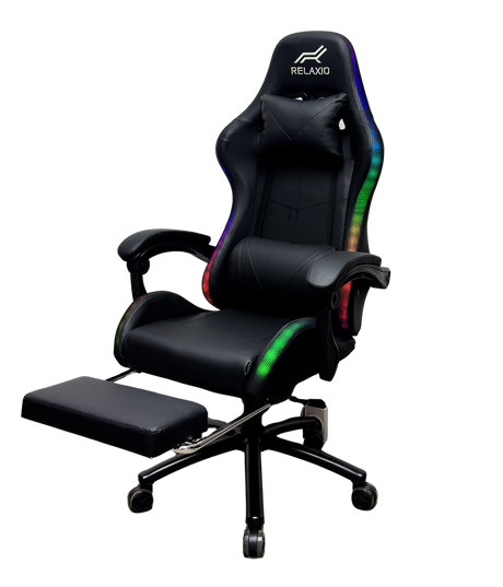 Ergonomic Gaming Chair with LED Lights and Footrest — Pink White, Blue or Black — Allure Home Collections