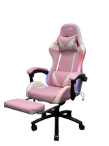 Ergonomic Gaming Chair with LED Lights and Footrest — Pink White, Blue or Black — Allure Home Collections