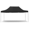 Black 3 x 4.5 m portable gazebo set up outdoors with open sides
