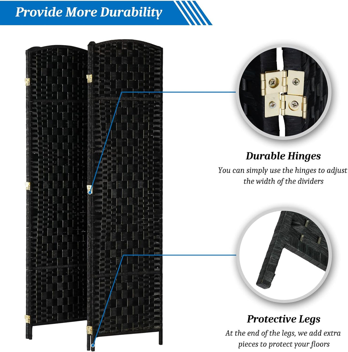 Swifts Creek 4 Panel Folding Room Divider Screen, Black view 2