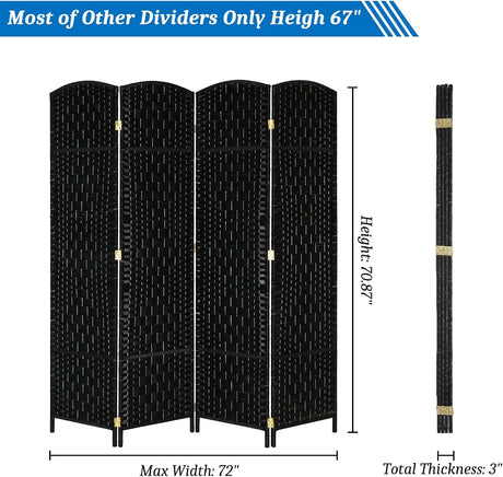 Swifts Creek 4 Panel Folding Room Divider Screen, Black view 3