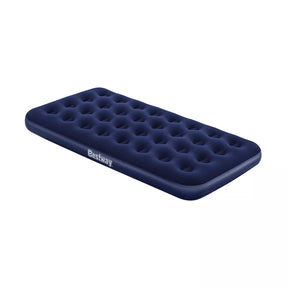Junior twin flocked air mattress with coil beam support for camping