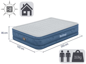 Rundle Queen Air Mattress, Fortech Snugable Top Raised 46cm