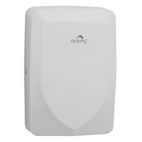 Infrared sensor and air outlet detail on the white hand dryer