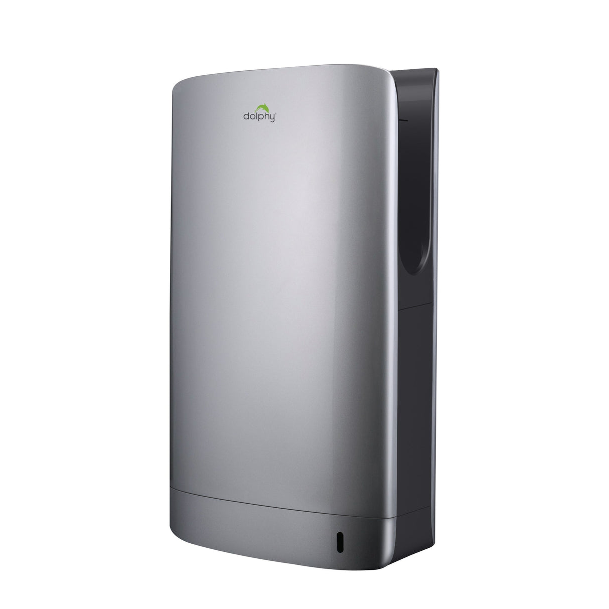 Ultra compact jet hand dryer in silver ABS, wall mounted front view