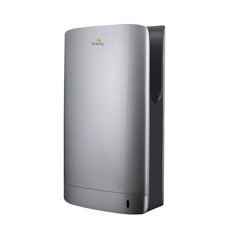 Ultra compact jet hand dryer in silver ABS, wall mounted front view