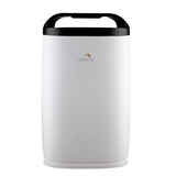 White 65W air purifier with HEPA filtration and touch screen panel