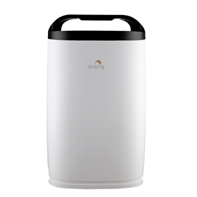 White 65W air purifier with HEPA filtration and touch screen panel
