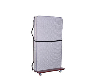 Folding rollaway guest bed with wheels and spring mattress, single