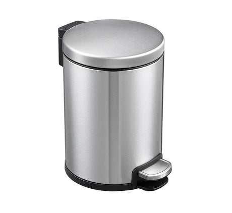 Round Soft Closing Stainless Steel PEDAL Bin for Bathroom Kitchen and Office Use