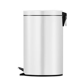 Dunedin white round stainless steel 5L pedal bin in a bedroom