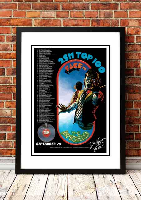 Framed A1 reproduction print of the 1978 The Angels Face to Face in store promotional poster artwork