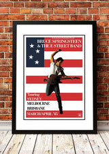 Framed A3 reproduction print of Bruce Springsteen Born In The USA 1985 Australian tour artwork