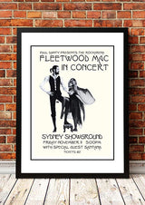 Framed A2 reproduction print of the 1977 Sydney Showground concert poster for Fleetwood Mac and Santana