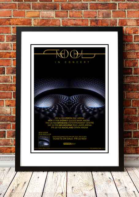 Framed A2 reproduction print of the Tool 2020 Australian tour poster artwork on matte fine art paper